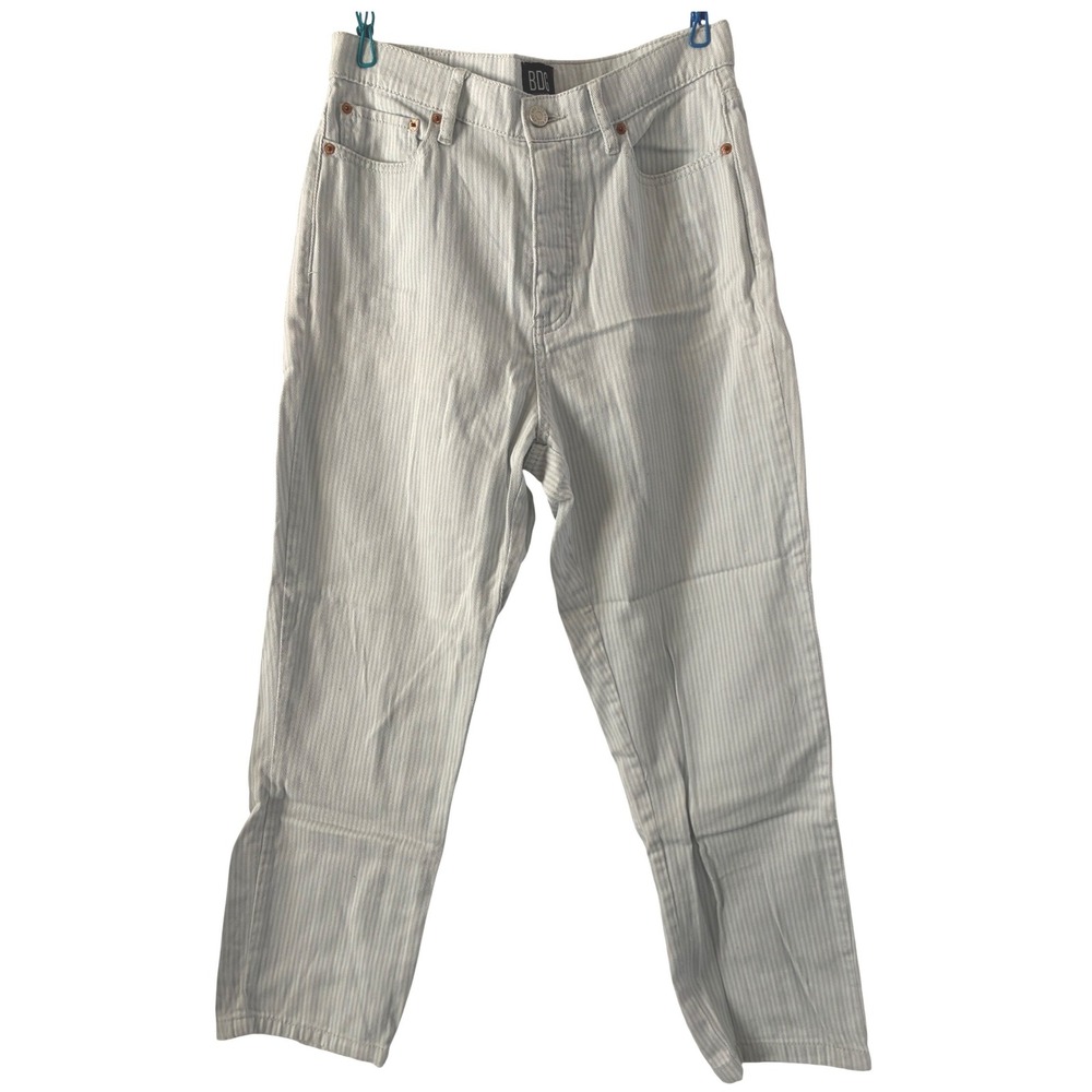 BDG Urban Outfitters Slim Straight Hickory Stripe Jeans Grey White Button Fly 28